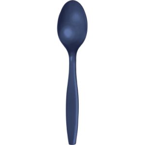 Heavy Duty Plastic Spoons, Navy Blue