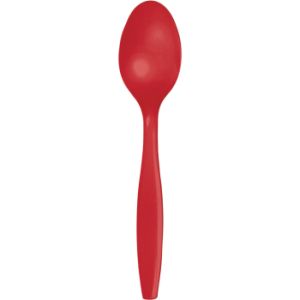 Heavy Duty Plastic Spoons, Red