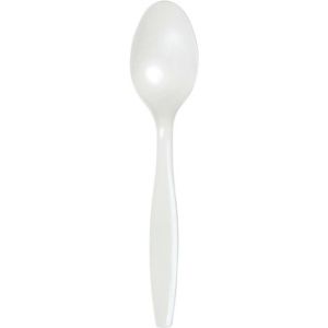 Heavy Duty Plastic Spoons, White