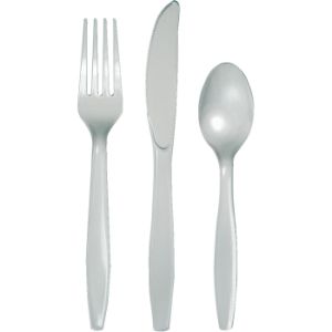 Heavy Duty Plastic Cutlery, Silver