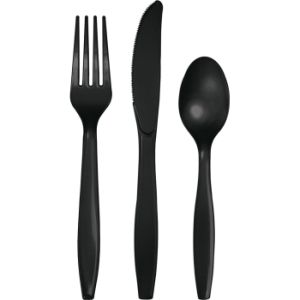 Heavy Duty Plastic Cutlery, Black
