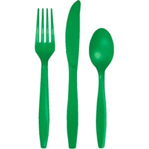 Heavy Duty Plastic Cutlery, Green