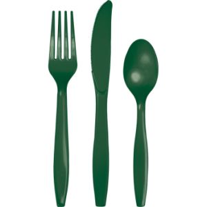 Heavy Duty Plastic Cutlery, Hunter Green