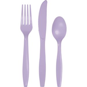 Heavy Duty Plastic Cutlery, Lavender