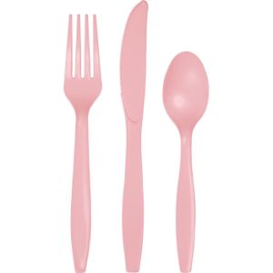 Heavy Duty Plastic Cutlery, Pink