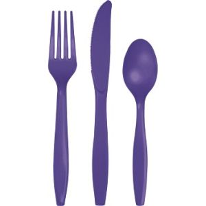 Heavy Duty Plastic Cutlery, Purple