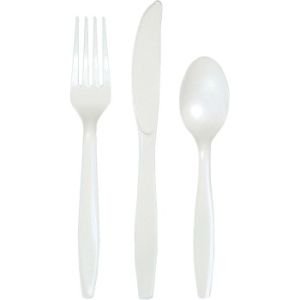 Heavy Duty Plastic Cutlery, White
