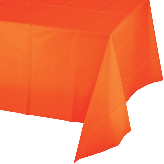 Plastic Banquet Table Cover, Sunkissed Orange