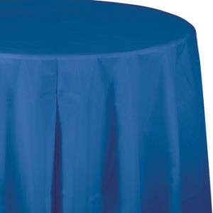 Plastic Round Table Cover, True Blue