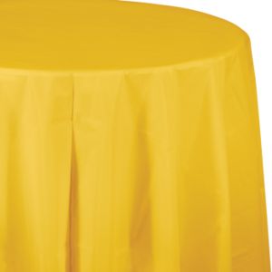 Plastic Round Table Cover, School Bus Yellow