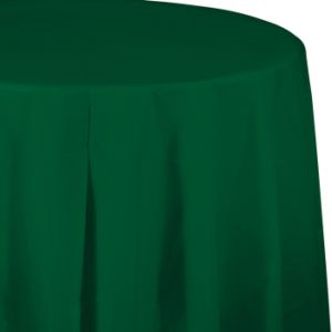 Plastic Round Table Cover, Hunter Green