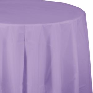 Plastic Round Table Cover, Lavender