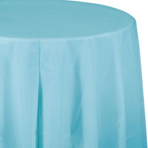 Plastic Round Table Cover, Pastel Blue