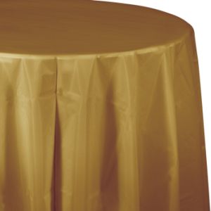 Plastic Round Table Cover, Gold