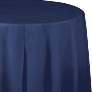 Plastic Round Table Cover, Navy Blue