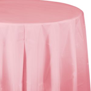 Plastic Round Table Cover, Pink