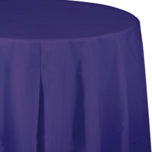 Plastic Round Table Cover, Purple