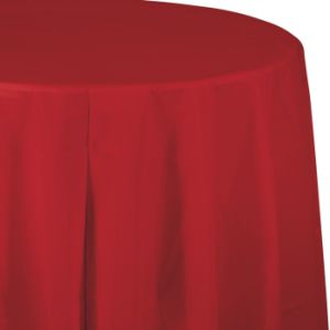 Plastic Round Table Cover, Red