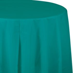 Plastic Round Table Cover, Teal