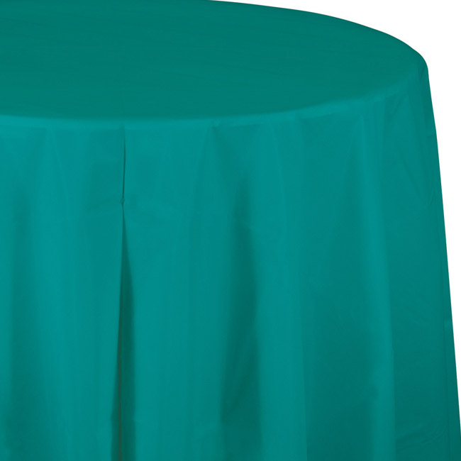 Teal Plastic Round Tablecloth Round Plastic 82inch Tablecloths