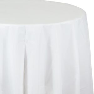 Plastic Round Table Cover, White
