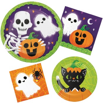 Colorful Halloween Paper Plates & Napkins