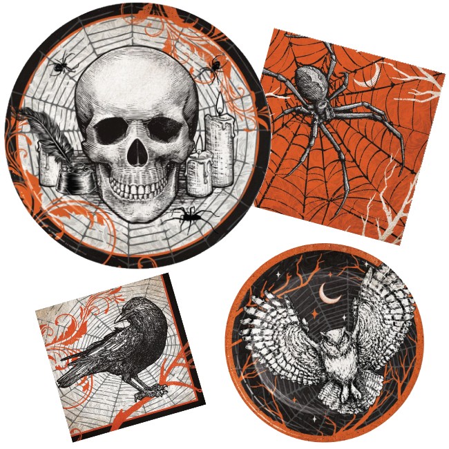 Spooky Symbols Paper Plates & Napkins