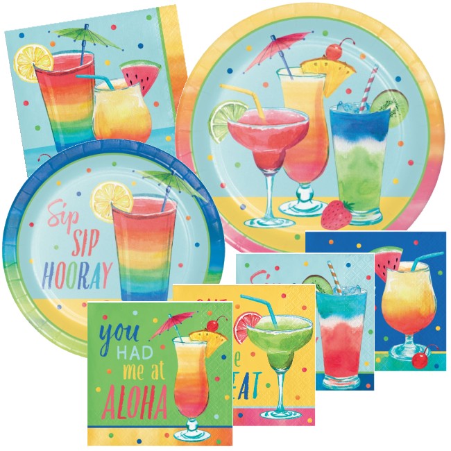Summer Cocktail Paper Plates & Napkins