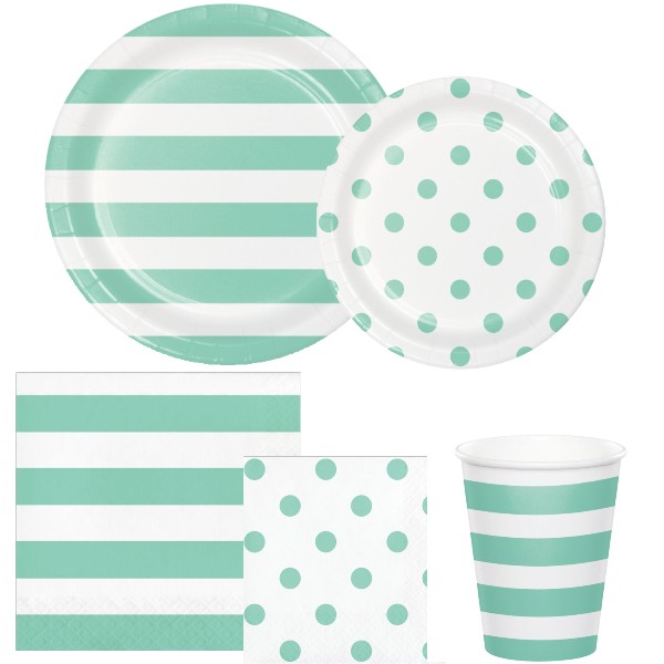 Mint Green Dots and Stripes