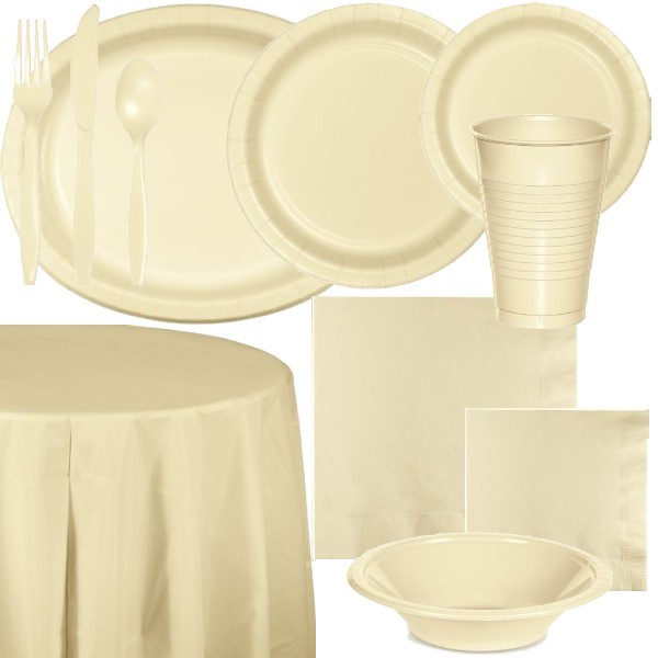 Ivory Paper and Plastic Dinnerware