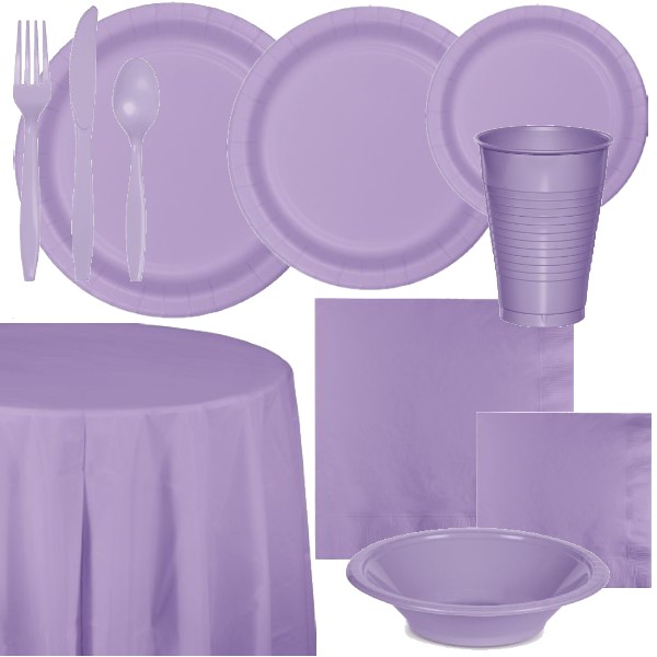 Lavender Paper and Plastic Dinnerware