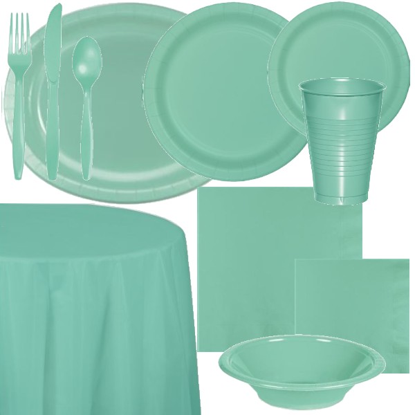 Fresh Mint Green Paper and Plastic Dinnerware