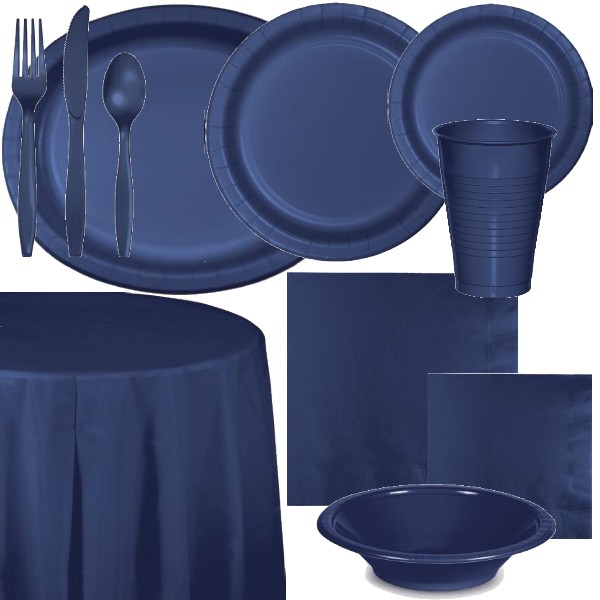 Navy Blue Paper and Plastic Dinnerware