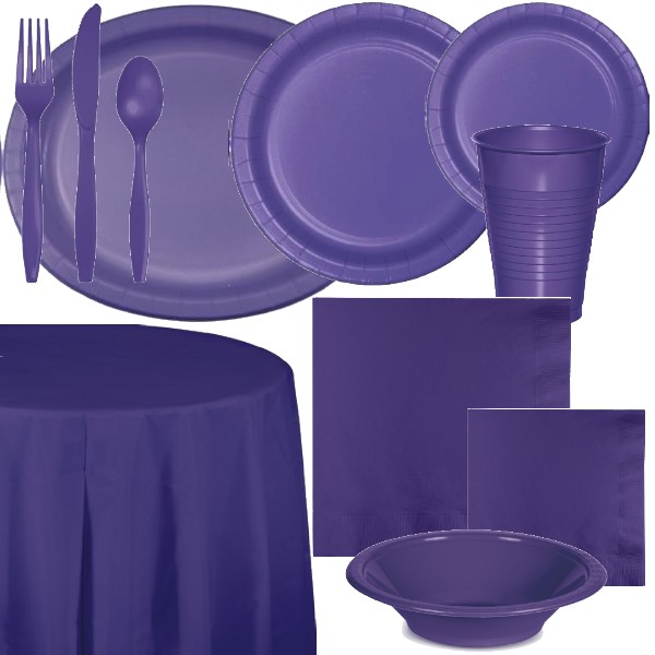 Purple Paper and Plastic Dinnerware