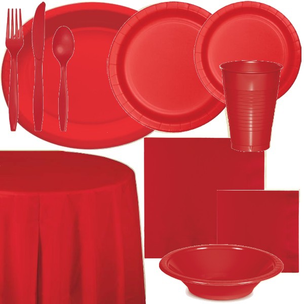 Red Paper and Plastic Dinnerware