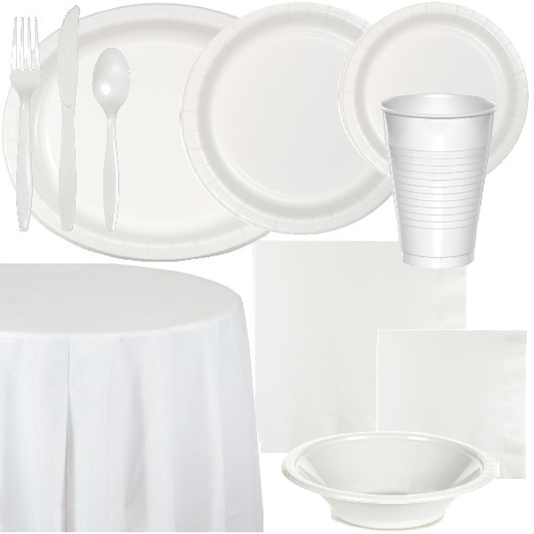 White Paper and Plastic Dinnerware