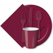 Burgundy Paper and Plastic Dinnerware