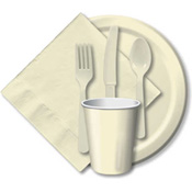 Ivory Paper and Plastic Dinnerware