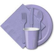 Lavender Paper and Plastic Dinnerware