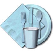 Pastel Blue Paper and Plastic Dinnerware