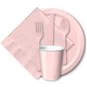 Pink Paper and Plastic Dinnerware