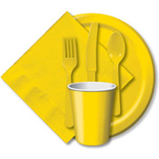 School Bus Yellow Paper and Plastic Dinnerware