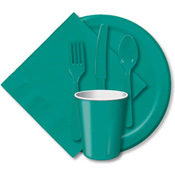 Teal Paper and Plastic Dinnerware