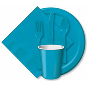 Turquoise Paper and Plastic Dinnerware