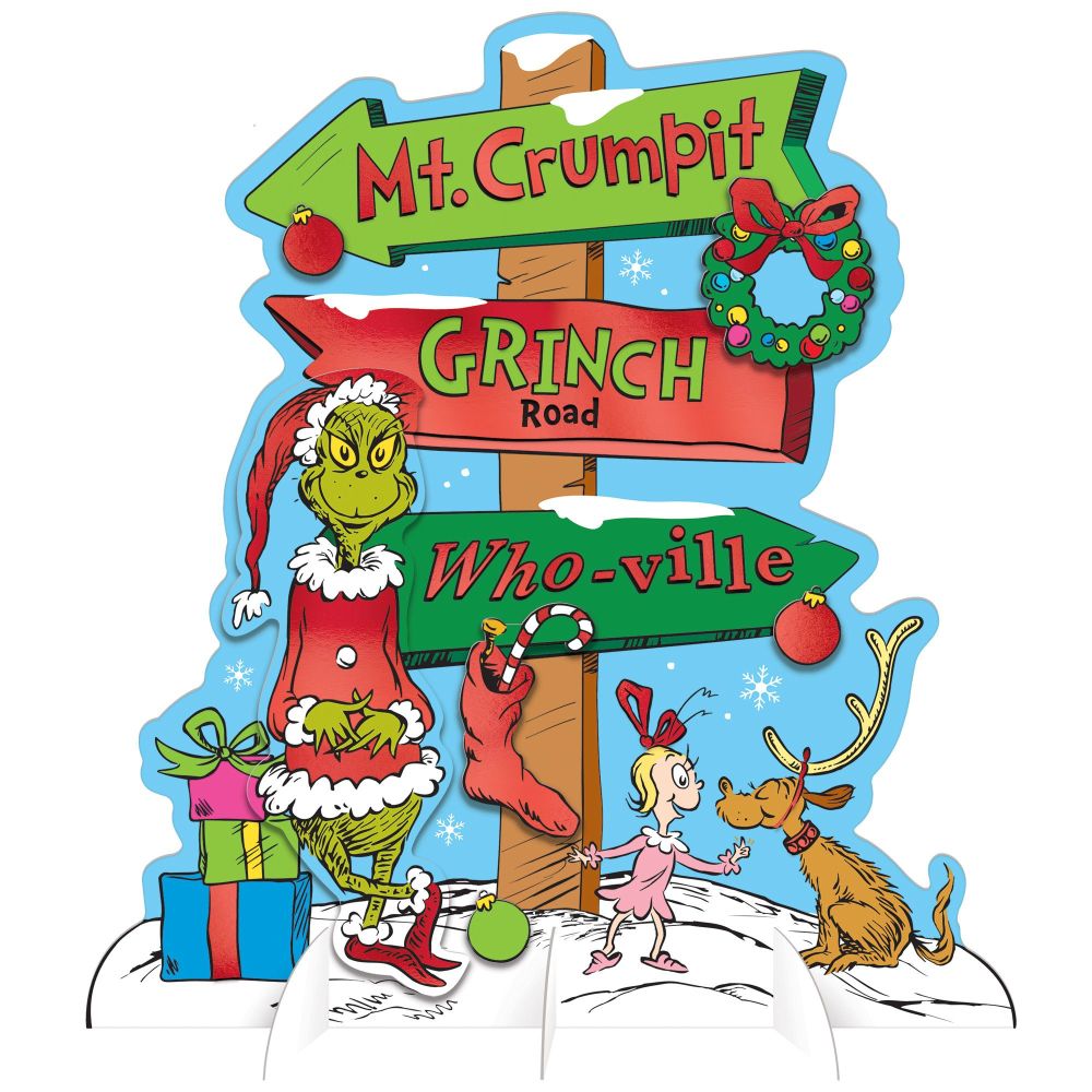 Traditional Grinch Directional Table Decoration Sign Party at Lewis