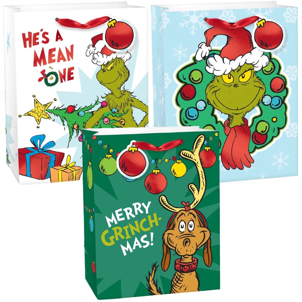 Grinch Medium Vertical Christmas Gift Bag Assortment Party at Lewis