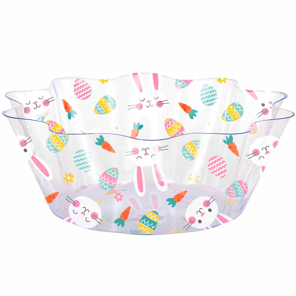 Easter Toss 8inch Clear Fluted Plastic Bowl Party at Lewis Elegant
