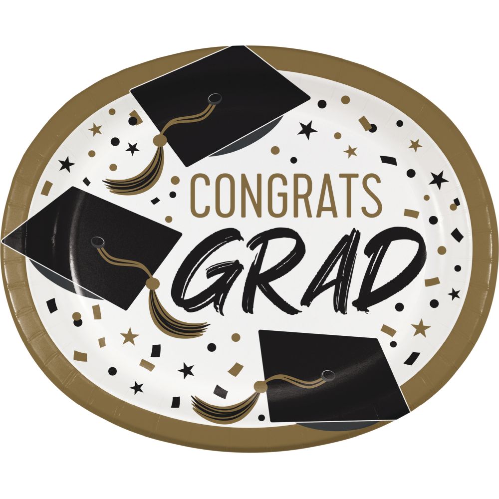 Golden Grad 12inch Oval Plates Party at Lewis Elegant Party Supplies