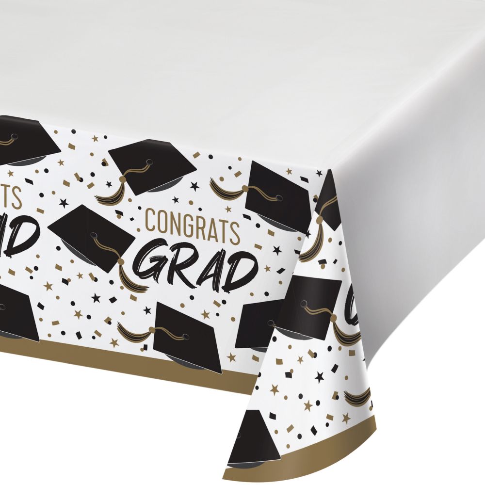Golden Grad Paper Tablecloth Party at Lewis Elegant Party Supplies, Plastic Dinnerware, Paper