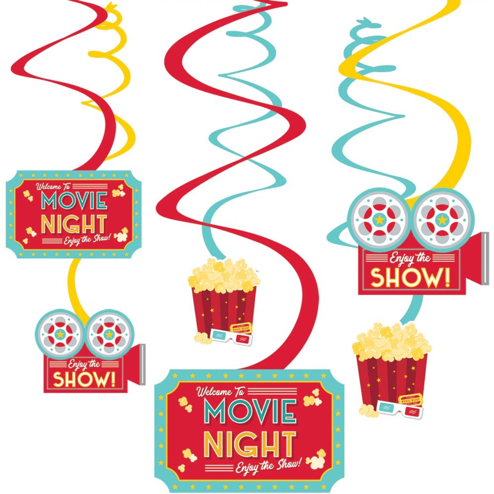 Movie Night Hanging Swirl Decorations Party at Lewis Elegant Party